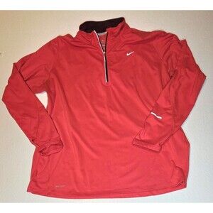 Nike Running Dri-FIT Quarter Zip Pullover Red Mens XL Thumbholes Reflective
